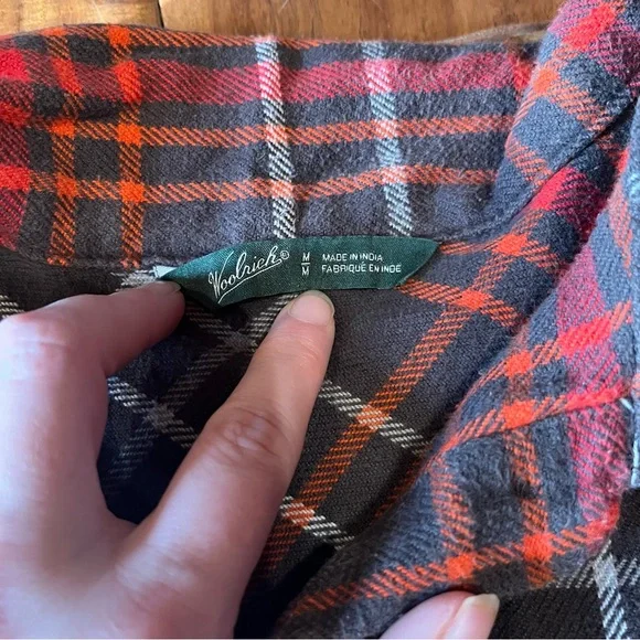 Woolrich - Flannel Plaid Shirt Jacket Size medium Pockets Elbow pads - Picture 5 of 10